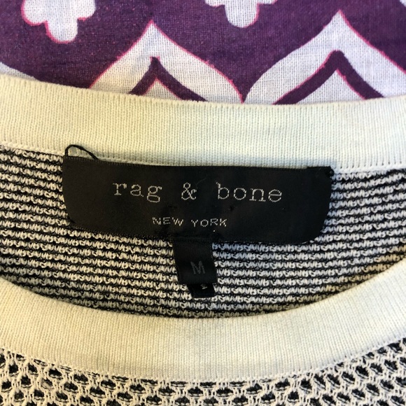 Rag & Bone Textured Mesh Net Long Sleeve Tee Shirt Top Medium - Picture 3 of 8